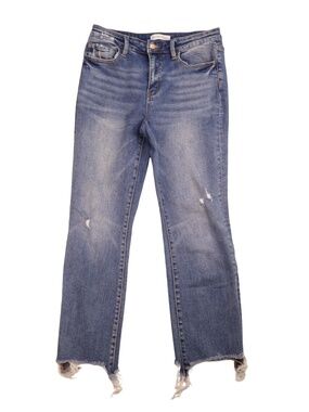 Flying Monkey High Rise Distressed Ankle Jeans Size 30 Raw Hem Denim